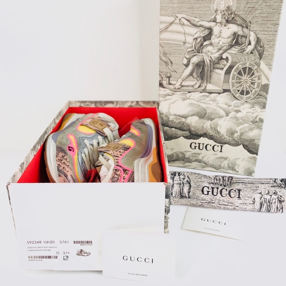 Used GUCCI Ultrapace Snake Leather Distressed Sneakers - Picture 2 of 14